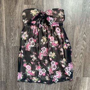 Floral Strapless Bow Dress